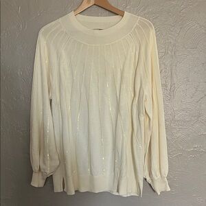 Jingle belles by Kim Gravel Elegant Sparkle Holiday Cream Sweater Large
